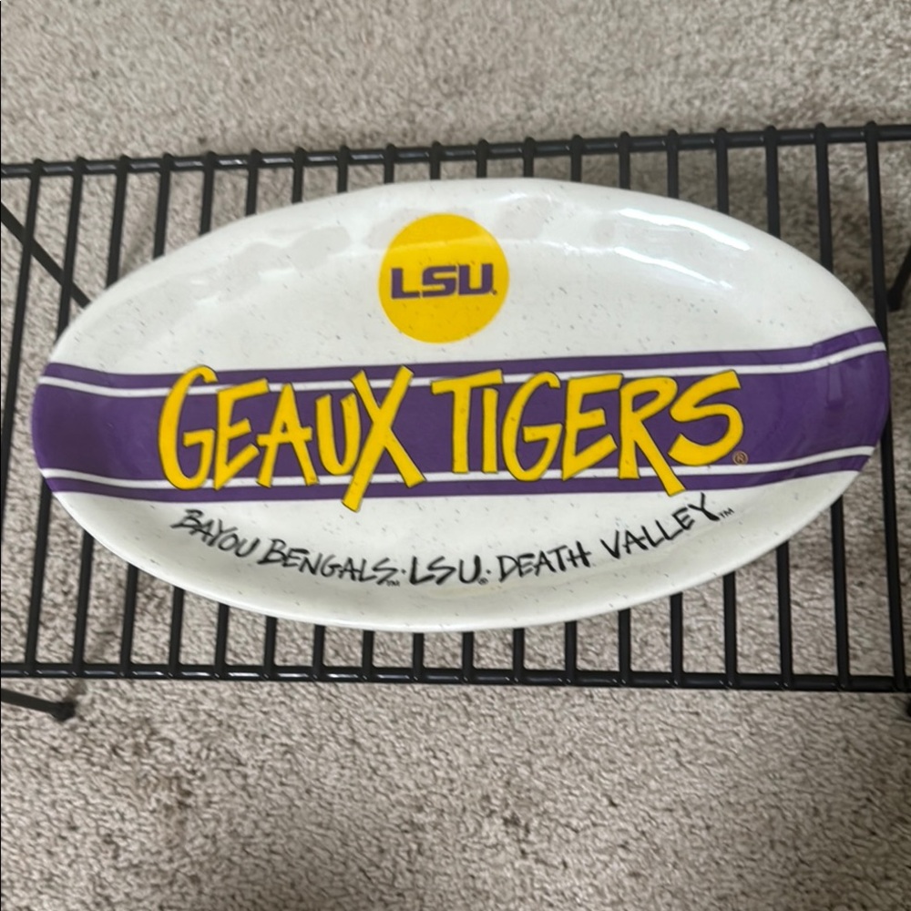 LSU Magnolia Purple and Yellow Serving Dish